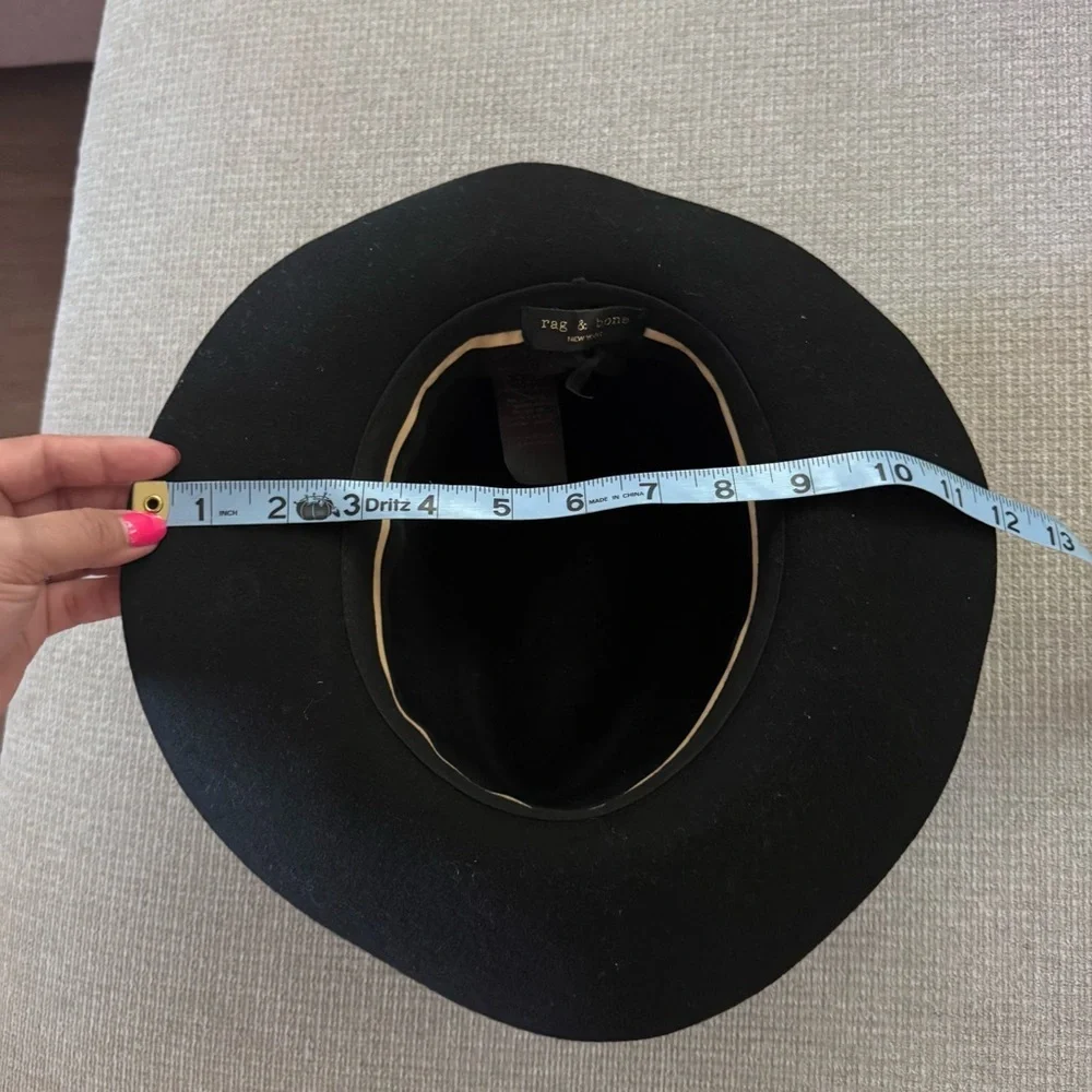 rag & bone Sleek Black Fedora wool hat size small